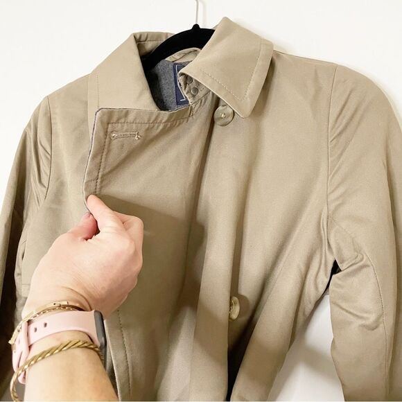 Ladies GAP modern Trench Coat driftwood khaki fleece lined belted jacket S - Picture 4 of 11